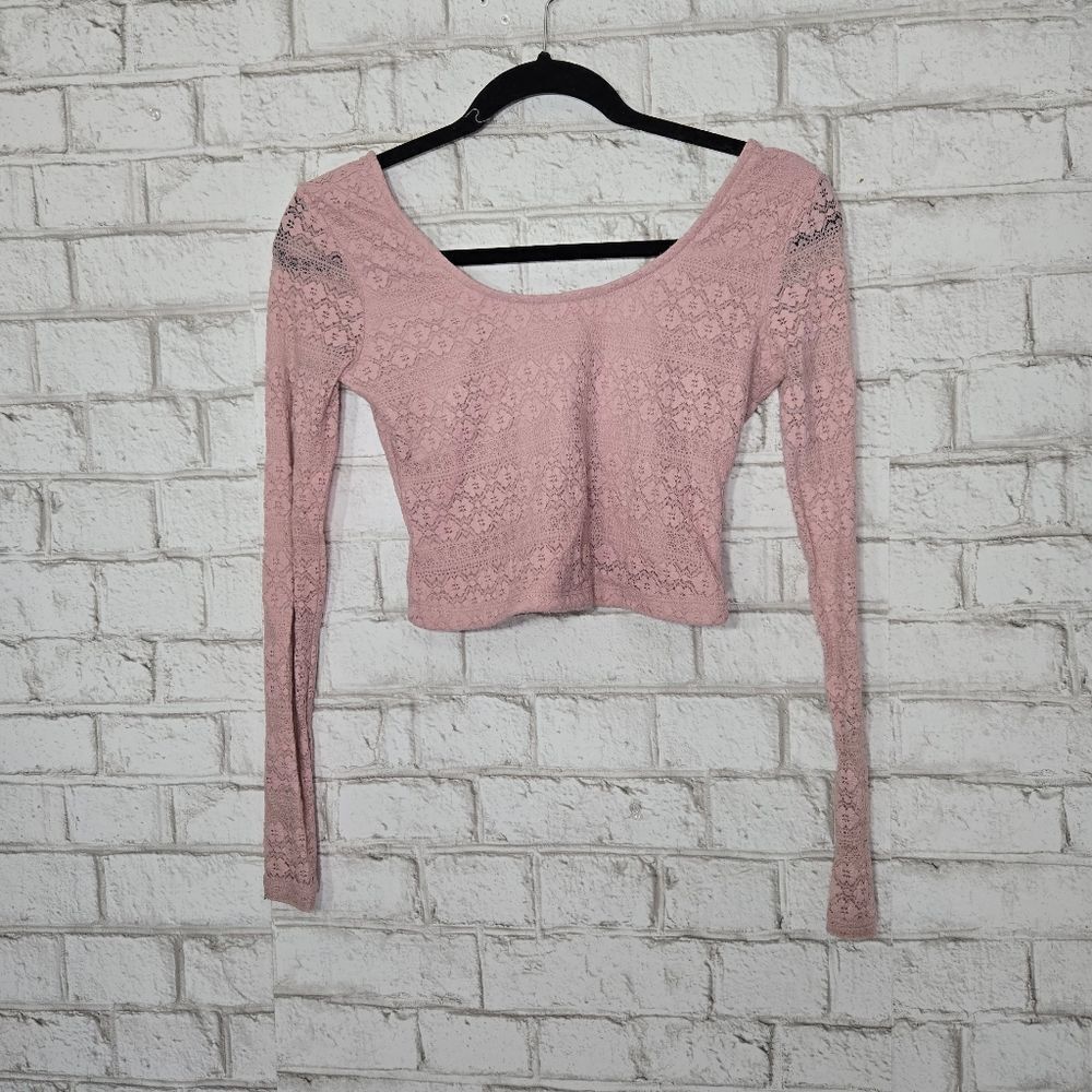 Wet Seal pink lace crop top